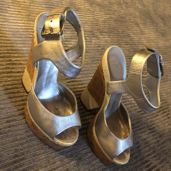 Giuseppe Zanotti leather cork skin wedges size 8 - Picture 2 of 8